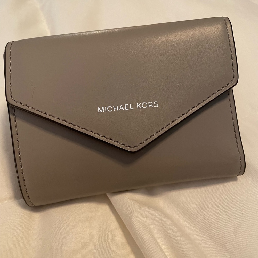 Michael Kors small gray leather wallet